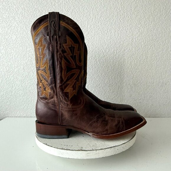 Rod Patrick Mens Cowboy Boots 12.5EE Perro Loco Brown Leather Western Square Toe - Picture 2 of 12
